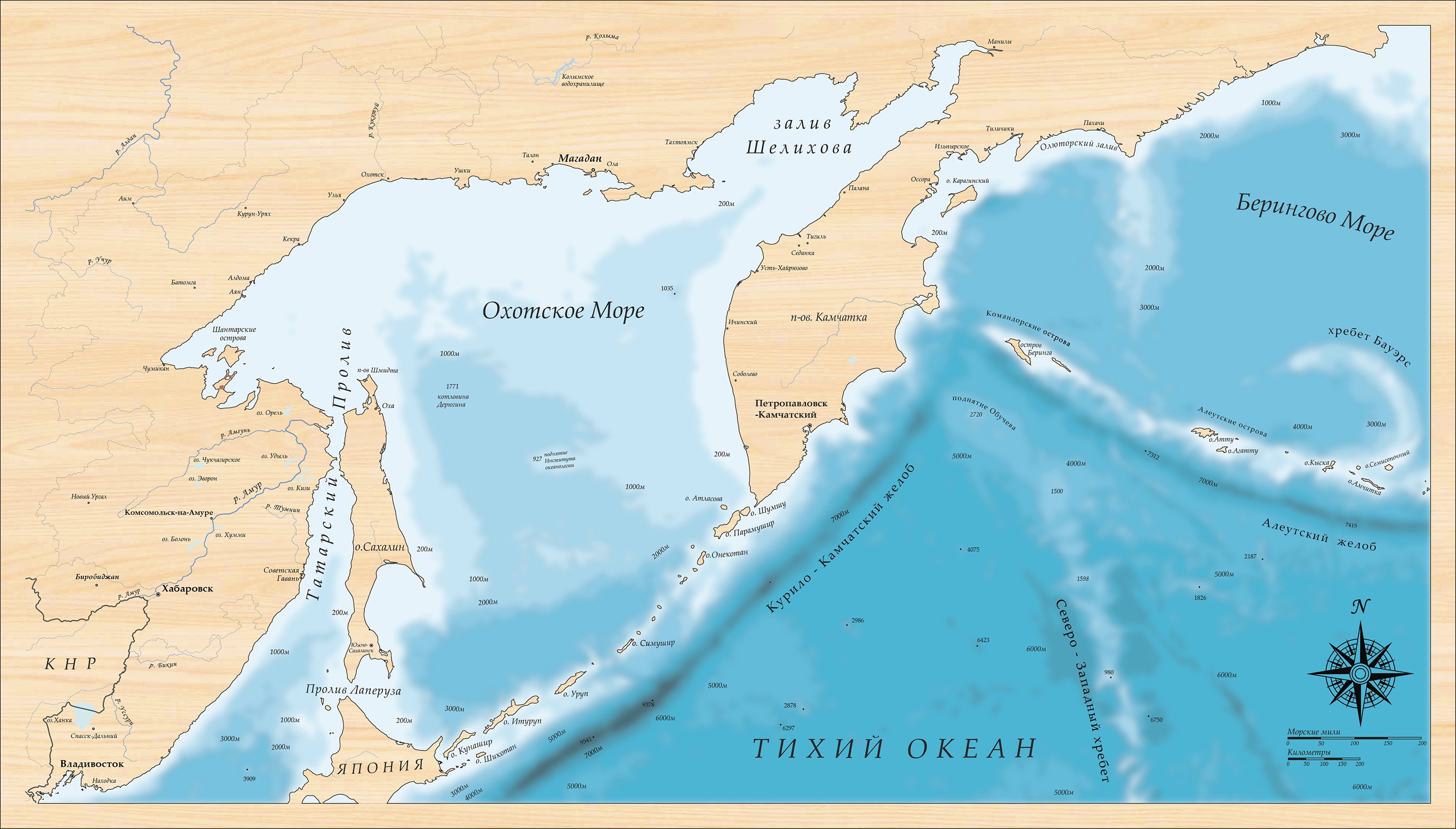 3 залива тихого океана. Карта Охотское море карта. Охотское море на карте. Охотское море на карте Тихого океана. Карта Охотское море и Берингово море.